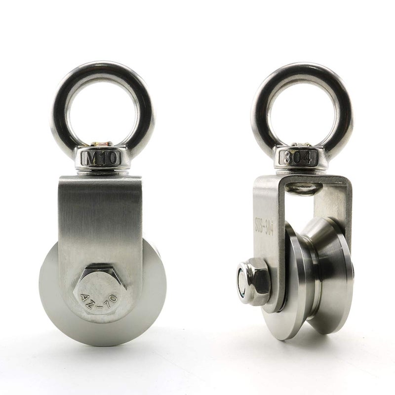 Heyous 1-Pack V Type Swivel Pulley 304 Stainless Steel Duplex Bearing Super-Silent Detachable 360 Degree Rotation Heavy Duty Traction Wheel - Image 2